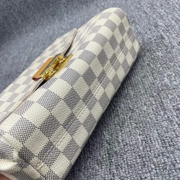 100% Authentic Louis Vuitton Croisette White Damier Azur Canvas Satchel Bag - Picture 7 of 16